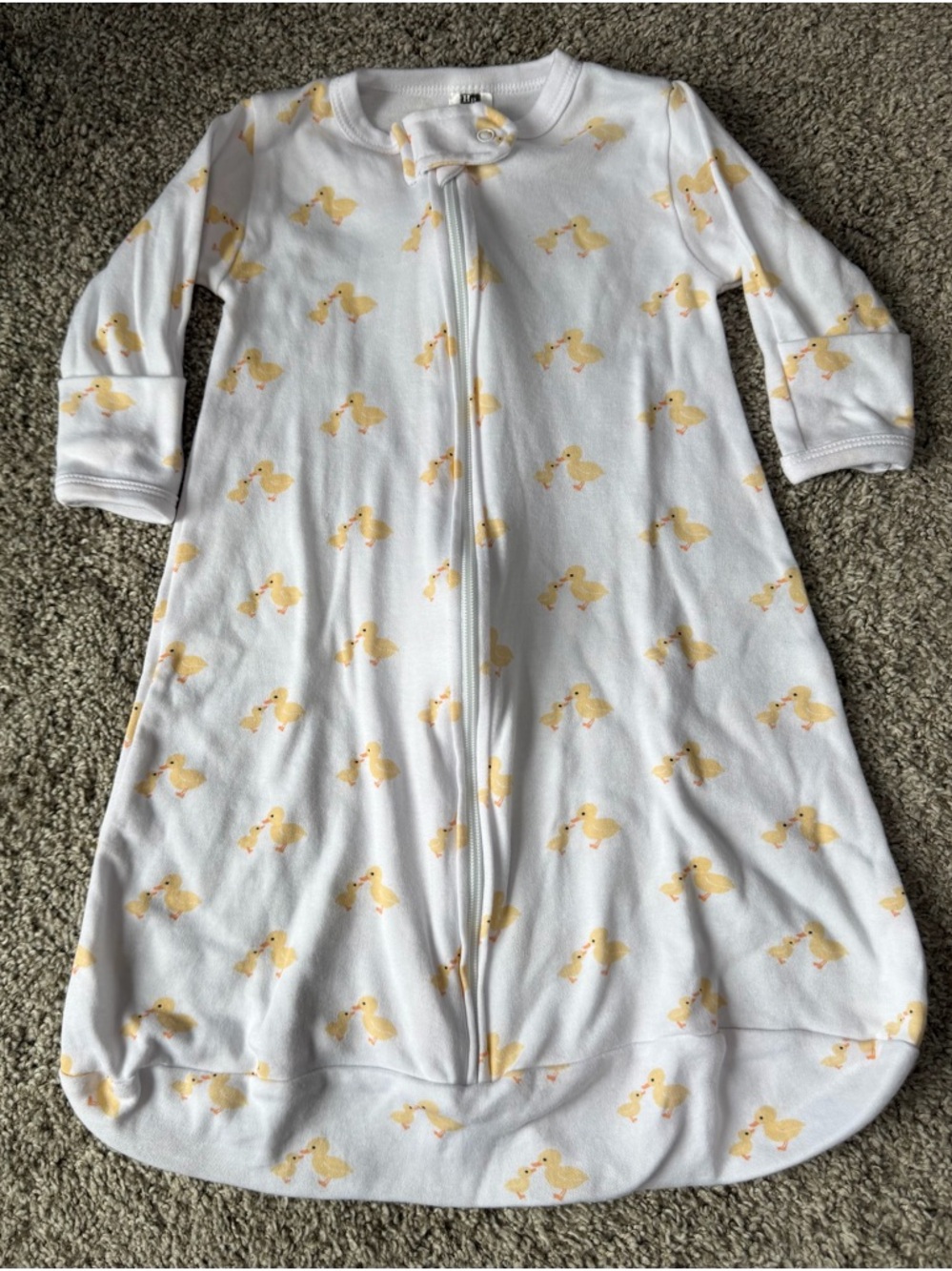 Hudson Baby White Baby Sleep Sack with Yellow Duck Print 0-3 Momths